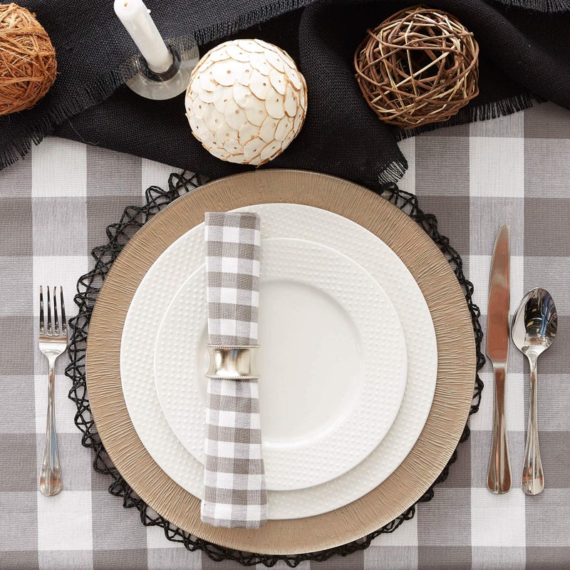 DII Buffalo Check Collection, Classic Farmhouse Tablecloth, 60 x 104, Gray & White - Image 4